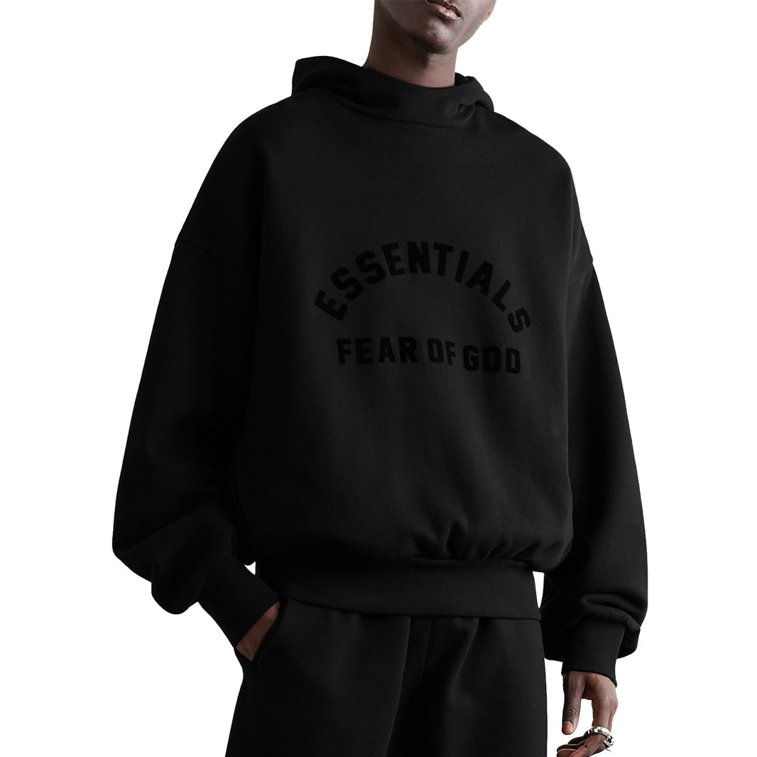 Fear Of God Essentials Black Hoodie Arch Text